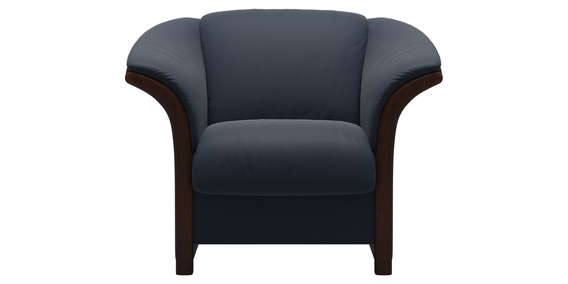 Paloma Leather Oxford Blue and Brown Arm Trim | Stressless Manhattan Chair | Valley Ridge Furniture