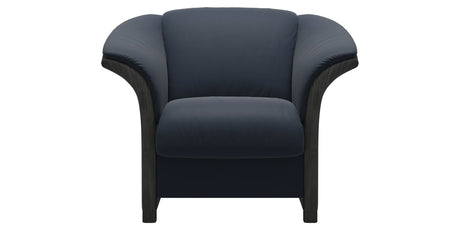 Paloma Leather Oxford Blue and Grey Arm Trim | Stressless Manhattan Chair | Valley Ridge Furniture