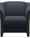 Paloma Leather Oxford Blue and Grey Arm Trim | Stressless Manhattan Chair | Valley Ridge Furniture
