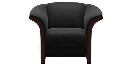 Paloma Leather Black and Brown Arm Trim | Stressless Manhattan Chair | Valley Ridge Furniture
