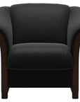 Paloma Leather Black and Brown Arm Trim | Stressless Manhattan Chair | Valley Ridge Furniture