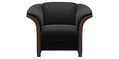 Paloma Leather Black and Walnut Arm Trim | Stressless Manhattan Chair | Valley Ridge Furniture