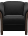 Paloma Leather Black and Walnut Arm Trim | Stressless Manhattan Chair | Valley Ridge Furniture