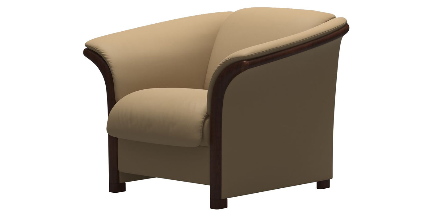 Paloma Leather Sand & Brown Arm Trim | Stressless Manhattan Chair | Valley Ridge Furniture
