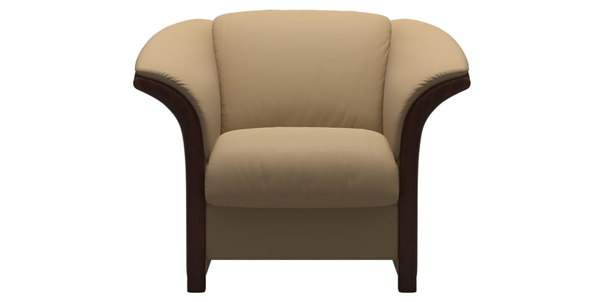 Paloma Leather Sand & Brown Arm Trim | Stressless Manhattan Chair | Valley Ridge Furniture