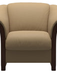 Paloma Leather Sand and Brown Arm Trim | Stressless Manhattan Chair | Valley Ridge Furniture
