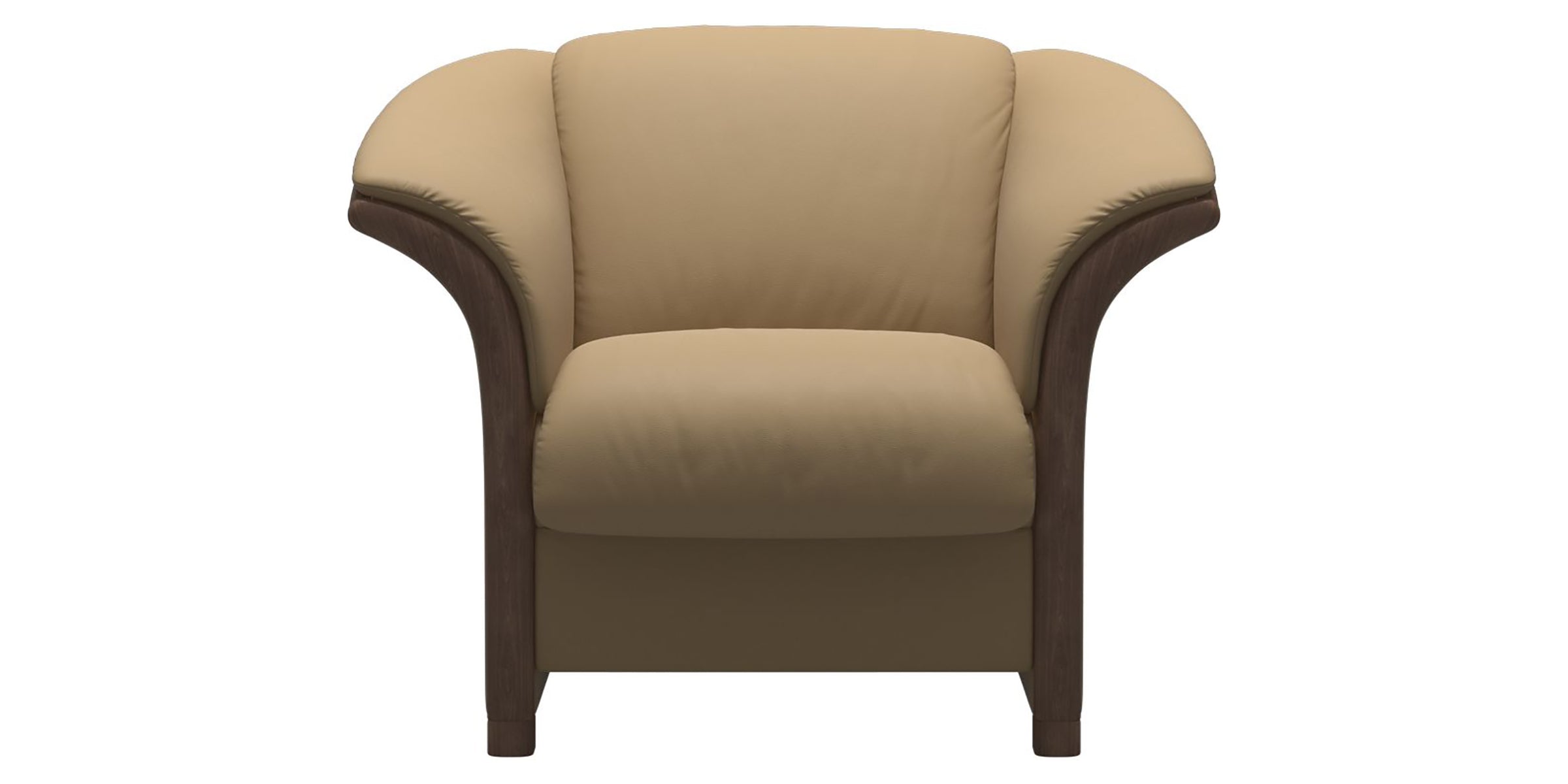 Paloma Leather Sand and Walnut Arm Trim | Stressless Manhattan Chair | Valley Ridge Furniture