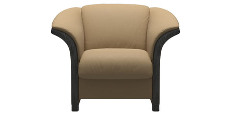 Paloma Leather Sand and Grey Arm Trim | Stressless Manhattan Chair | Valley Ridge Furniture