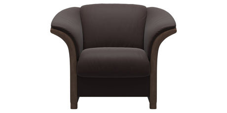 Paloma Leather Chocolate and Walnut Arm Trim | Stressless Manhattan Chair | Valley Ridge Furniture