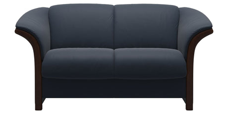 Paloma Leather Oxford Blue and Brown Arm Trim | Stressless Manhattan Loveseat | Valley Ridge Furniture