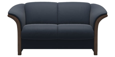Paloma Leather Oxford Blue and Walnut Arm Trim | Stressless Manhattan Loveseat | Valley Ridge Furniture