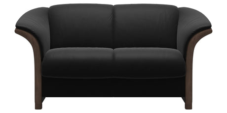 Paloma Leather Black and Walnut Arm Trim | Stressless Manhattan Loveseat | Valley Ridge Furniture