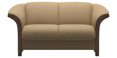 Paloma Leather Sand and Walnut Arm Trim | Stressless Manhattan Loveseat | Valley Ridge Furniture