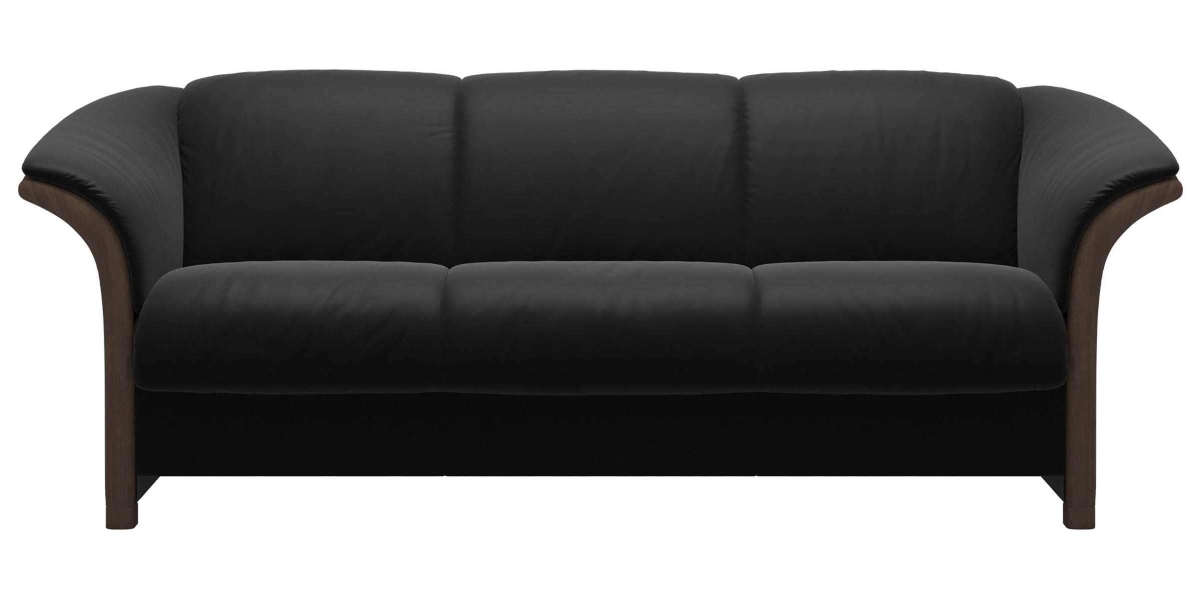 Paloma Leather Black and Walnut Arm Trim | Stressless Manhattan Sofa | Valley Ridge Furniture