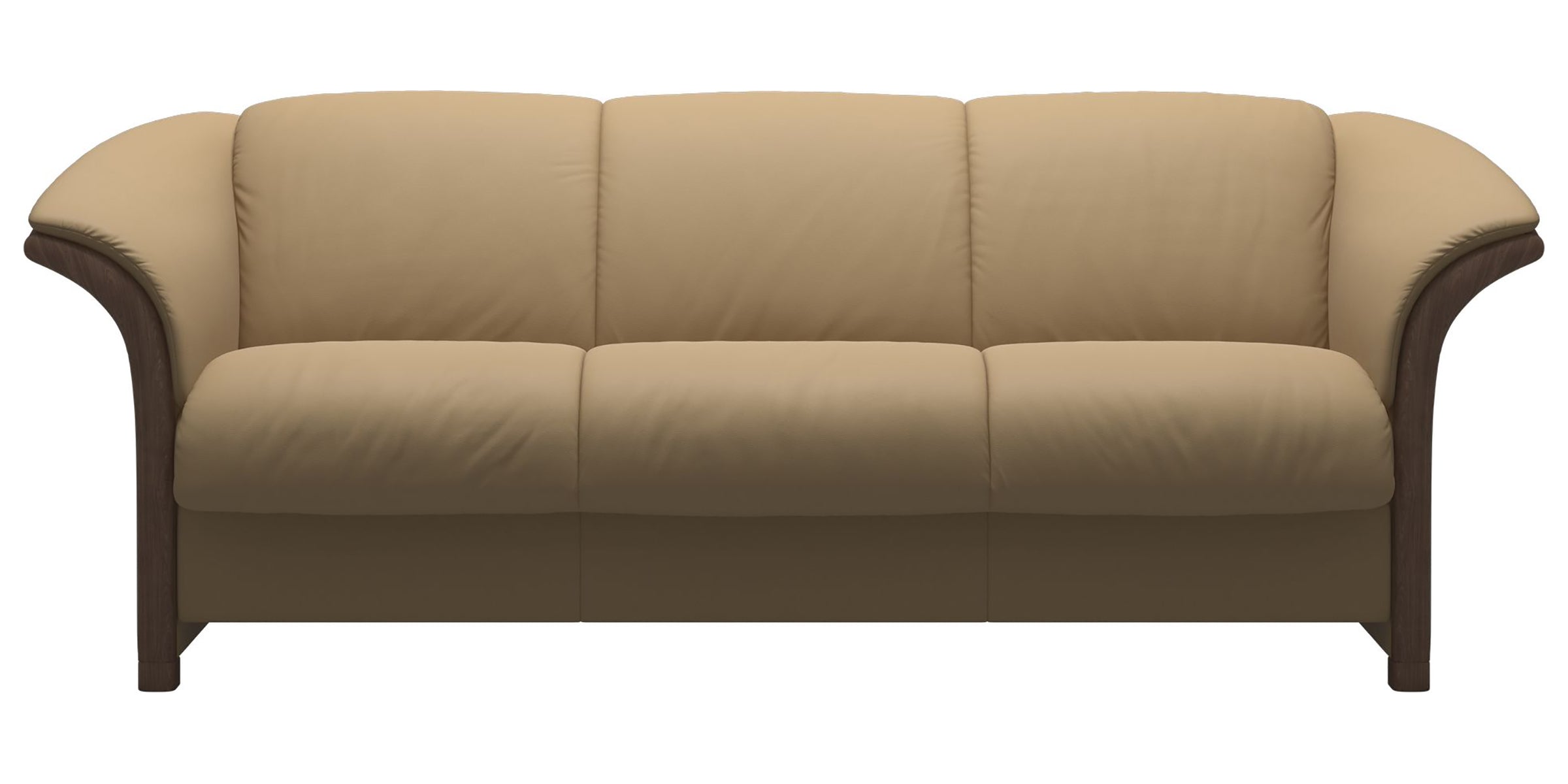 Paloma Leather Sand and Walnut Arm Trim | Stressless Manhattan Sofa | Valley Ridge Furniture