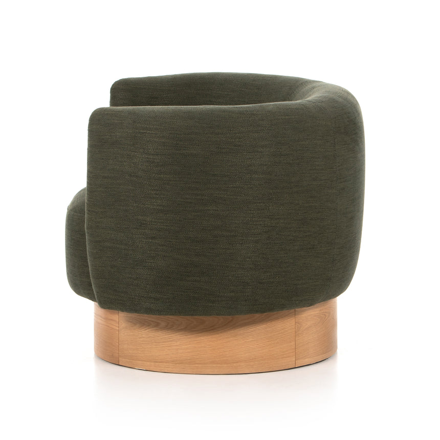 Atlantis Moss Fabric with Natural Oak Veneer | Calista Swivel Chair | Valley Ridge Furniture