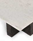 Polished White Marble with Raw Black Aluminum | Terrell Coffee Table | Valley Ridge Furniture