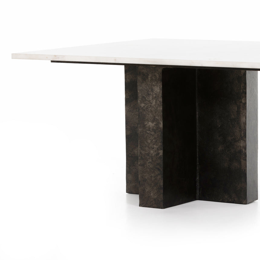 Polished White Marble with Raw Black Aluminum | Terrell Coffee Table | Valley Ridge Furniture