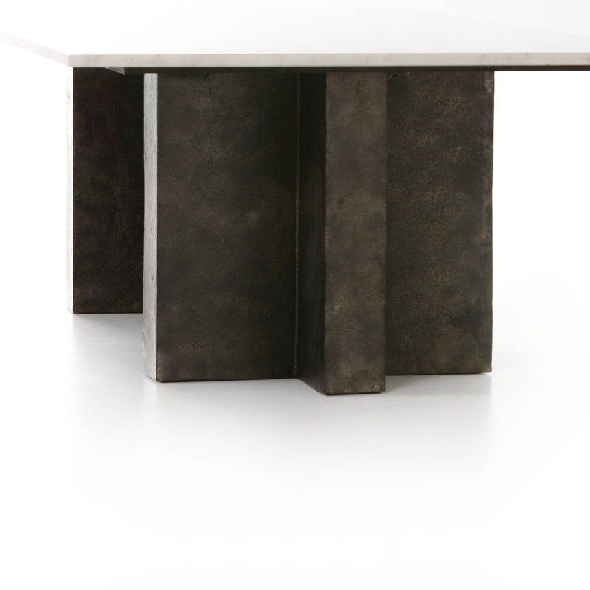Polished White Marble with Raw Black Aluminum | Terrell Coffee Table | Valley Ridge Furniture