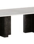 Polished White Marble with Raw Black Aluminum | Terrell Coffee Table | Valley Ridge Furniture