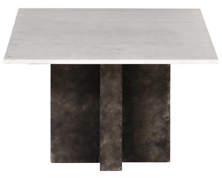 Polished White Marble with Raw Black Aluminum | Terrell Coffee Table | Valley Ridge Furniture