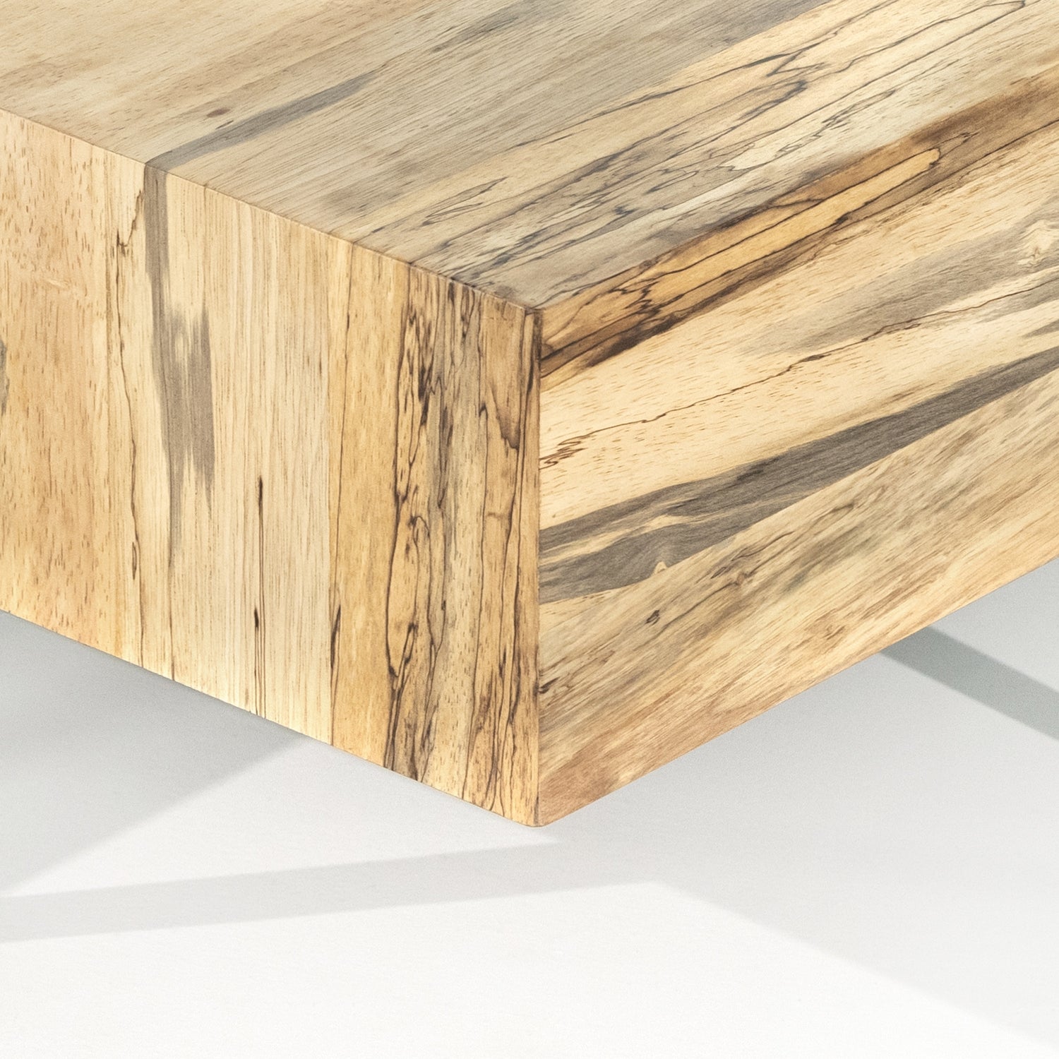 Spalted Primavera with Dark Hammered Iron | Indra Square Coffee Table | Valley Ridge Furniture