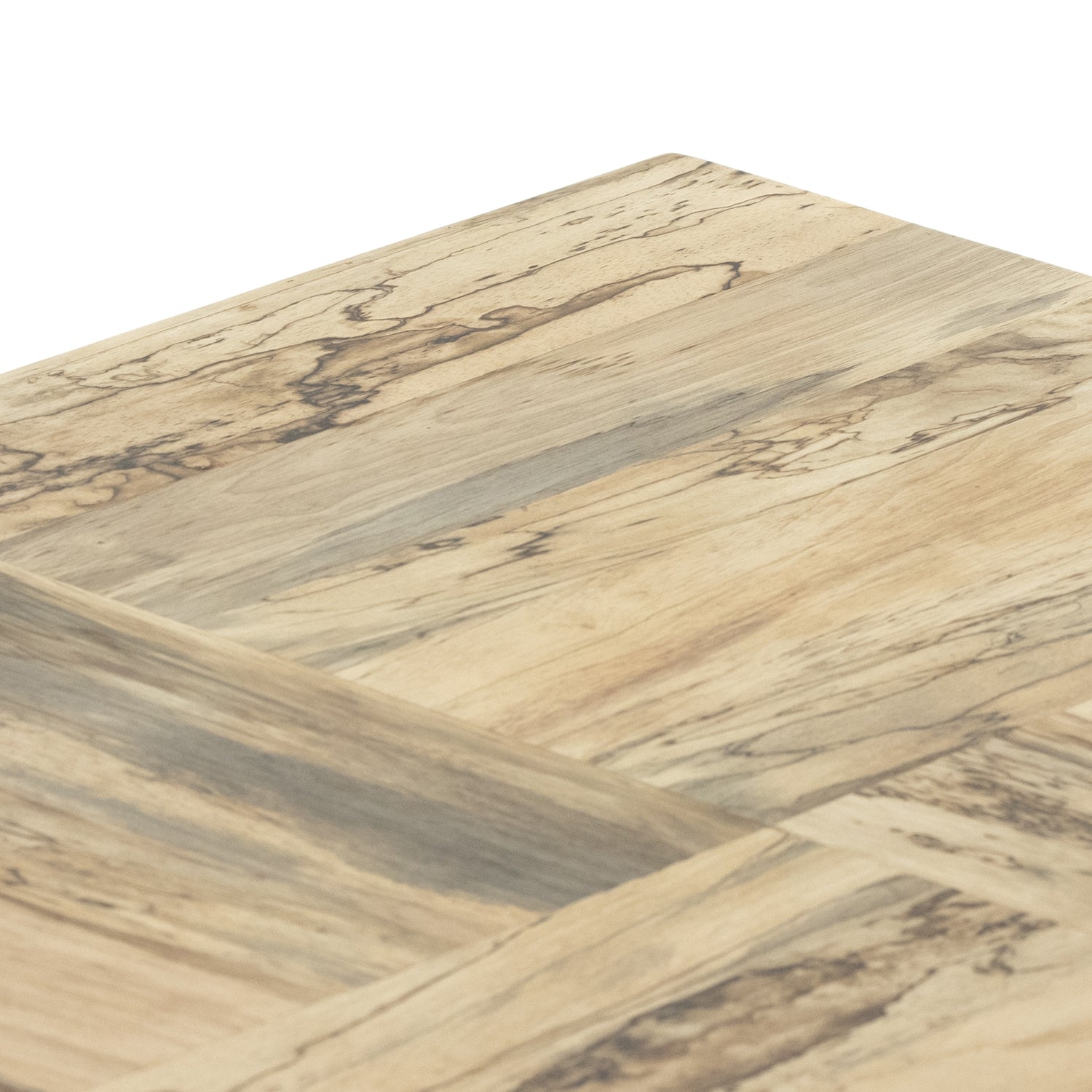 Spalted Primavera with Dark Hammered Iron | Indra Square Coffee Table | Valley Ridge Furniture