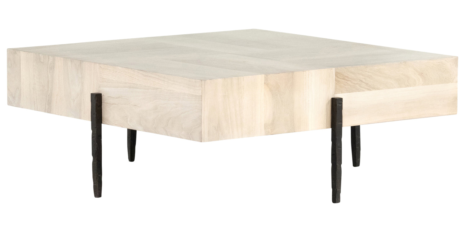 Ashen Walnut with Dark Hammered Iron | Indra Square Coffee Table | Valley Ridge Furniture