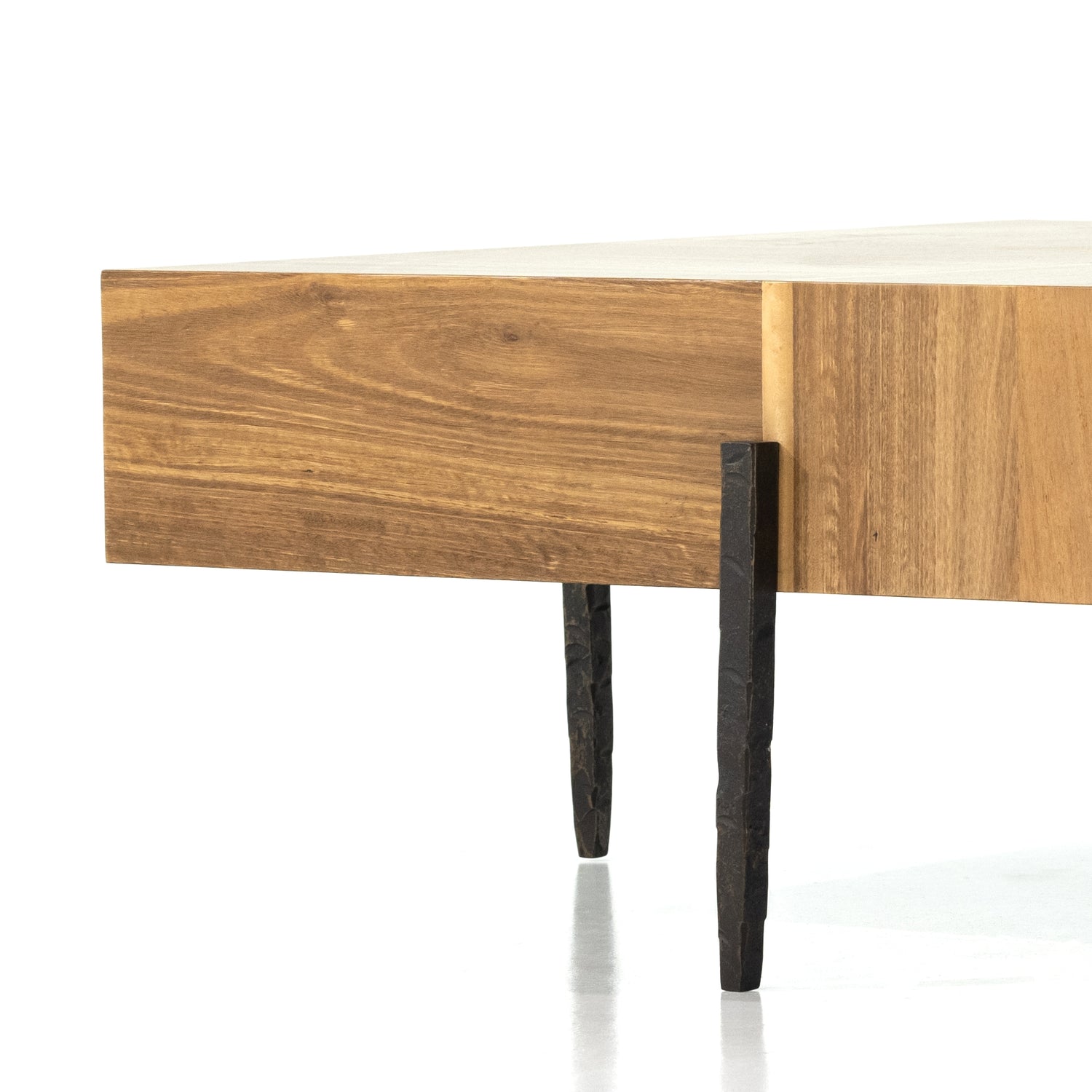 Natural Yukas with Dark Hammered Iron | Indra Square Coffee Table | Valley Ridge Furniture