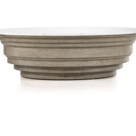 White Marble with Weathered Blonde Pine | Caldwell Stone Coffee Table | Valley Ridge Furniture