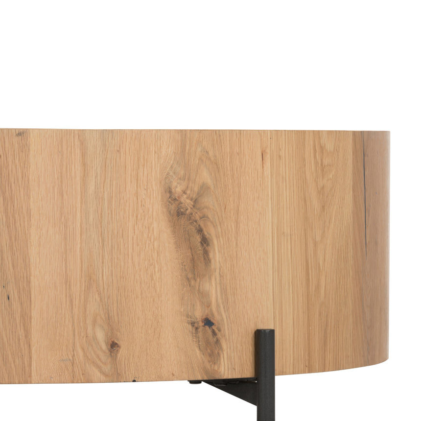 Light Oak Resin with Dark Gunmetal Iron | Eaton Drum Coffee Table | Valley Ridge Furniture