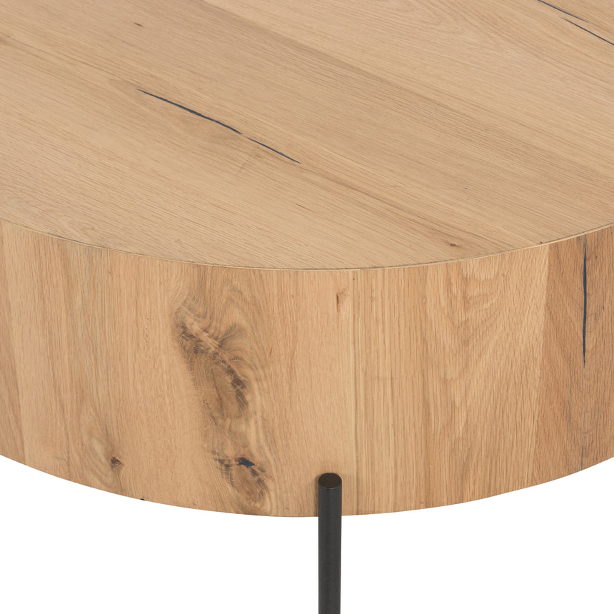 Light Oak Resin with Dark Gunmetal Iron | Eaton Drum Coffee Table | Valley Ridge Furniture