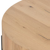 Light Oak Resin with Dark Gunmetal Iron | Eaton Drum Coffee Table | Valley Ridge Furniture