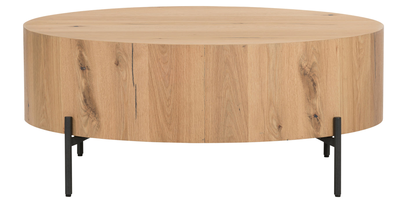Light Oak Resin with Dark Gunmetal Iron | Eaton Drum Coffee Table | Valley Ridge Furniture