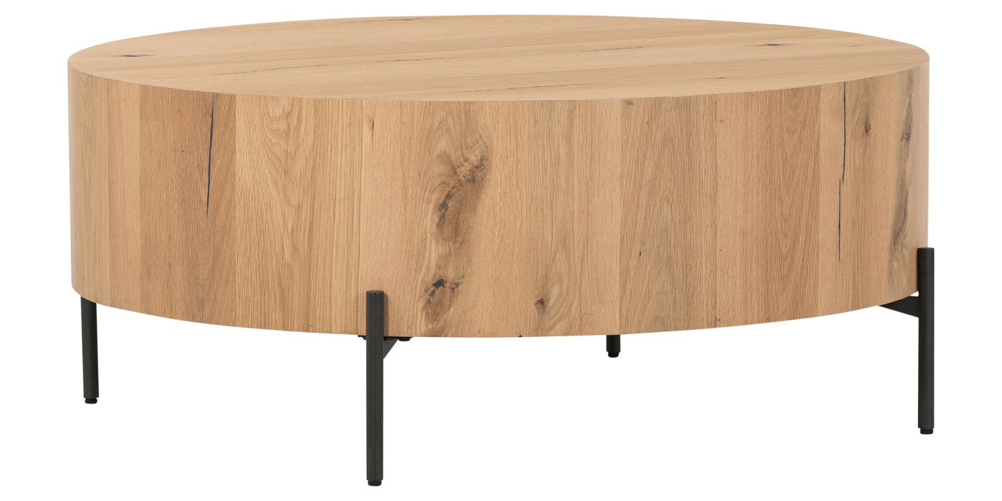 Light Oak Resin with Dark Gunmetal Iron | Eaton Drum Coffee Table | Valley Ridge Furniture
