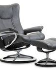 Paloma Leather Metal Grey | Stressless Wing Signature Recliner | Valley Ridge Furniture