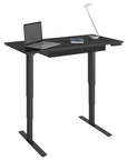 Black Satin-Etched Glass & Black Steel | BDI Stance Small Lift Desk | Valley Ridge Furniture