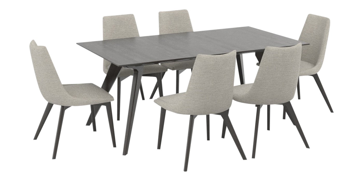 Davy's Grey Birch Wood with Matte Finish & Canadel Fabric TB | Canadel Downtown 4072 Dining Set | Valley Ridge Furniture