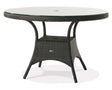48in Round Dining Table w/Clear Glass & Umbrella Hole | Ratana Palm Harbor Collection | Valley Ridge Furniture