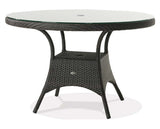 48in Round Dining Table w/Clear Glass & Umbrella Hole | Ratana Palm Harbor Collection | Valley Ridge Furniture