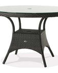 48in Round Dining Table w/Clear Glass & Umbrella Hole | Ratana Palm Harbor Collection | Valley Ridge Furniture