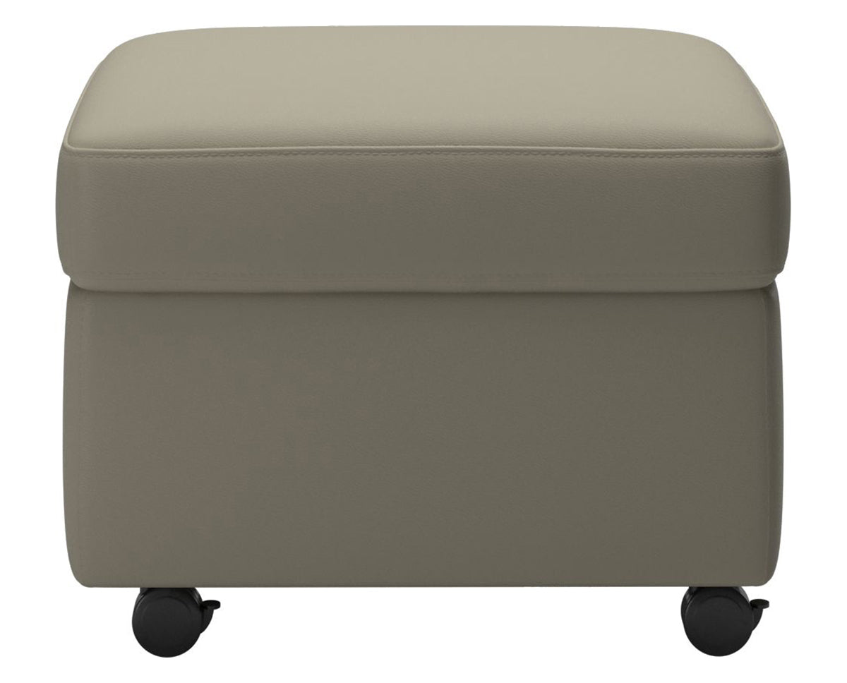 Paloma Leather Light Grey | Stressless Modern Ottoman | Valley Ridge Furniture