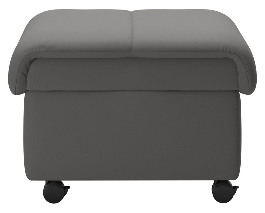Paloma Leather Silver Grey | Stressless Soft Ottoman | Valley Ridge Furniture