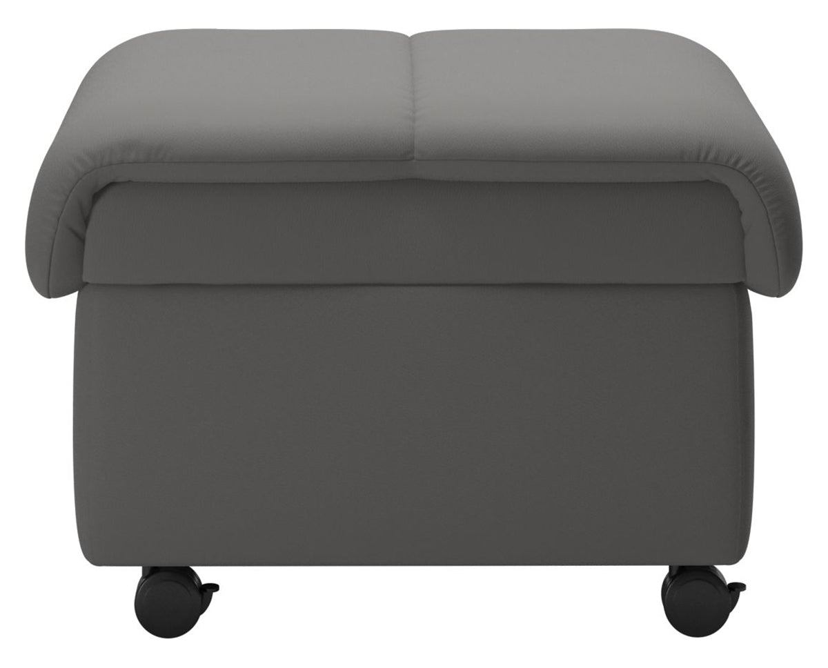 Paloma Leather Silver Grey | Stressless Soft Ottoman | Valley Ridge Furniture