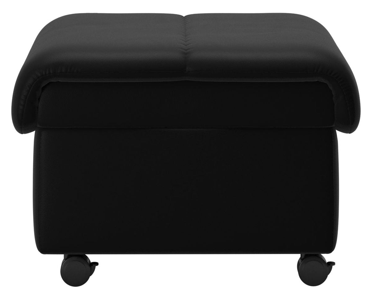 Paloma Leather Black | Stressless Soft Ottoman | Valley Ridge Furniture