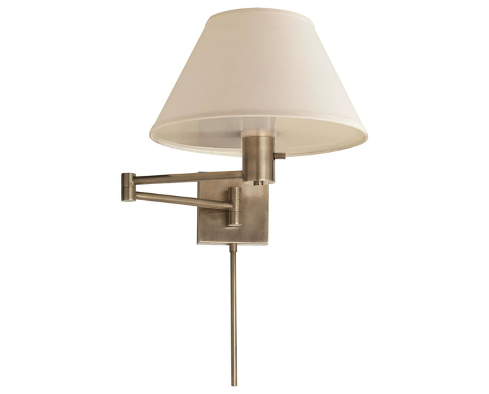 Antique Nickel & Linen | Classic Swing Arm Wall Lamp | Valley Ridge Furniture