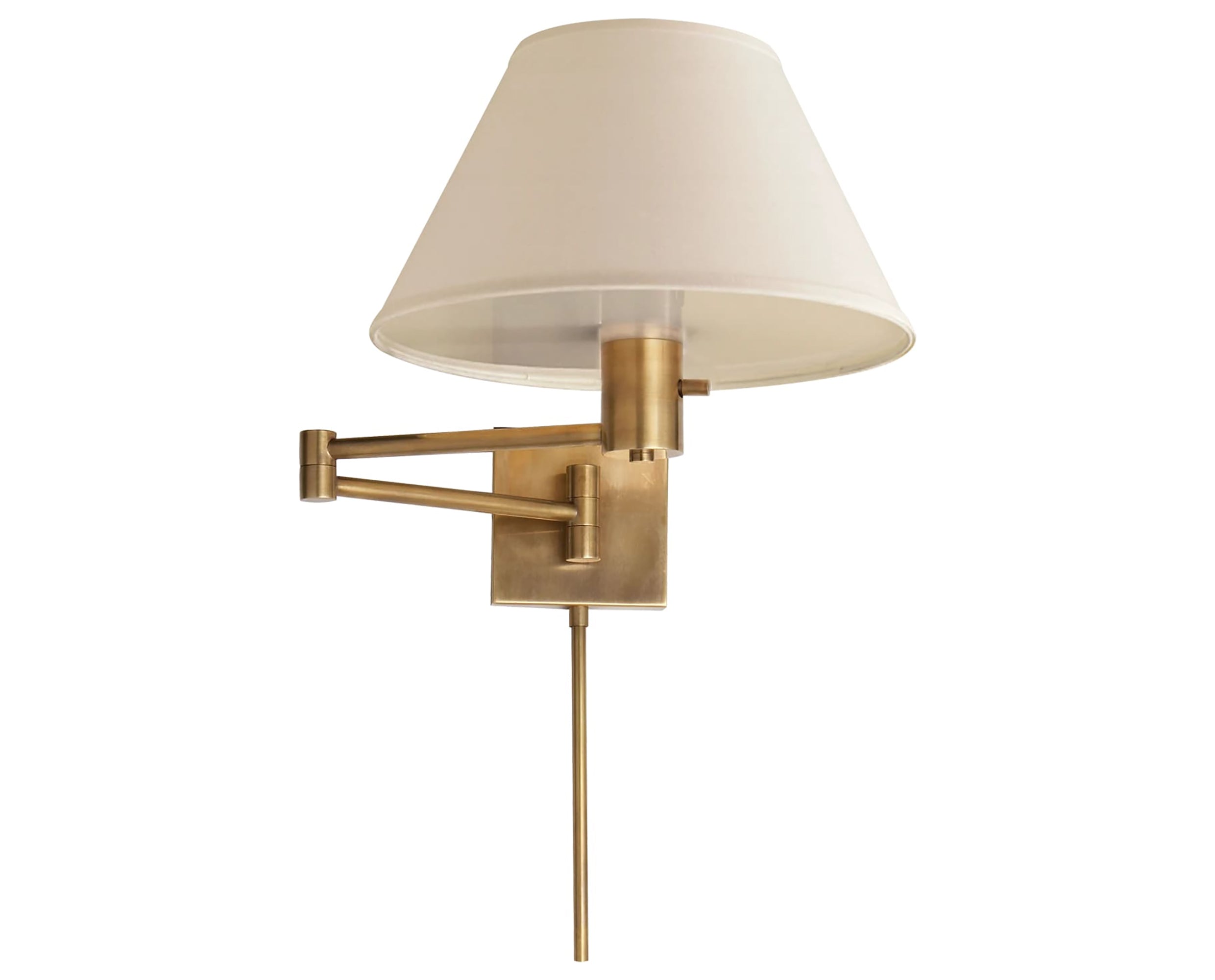 Hand-Rubbed Antique Brass &amp; Linen | Classic Swing Arm Wall Lamp | Valley Ridge Furniture
