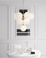 Hand-Rubbed Antique Brass & White Strie Glass | Cristol Tiered Chandelier | Valley Ridge Furniture