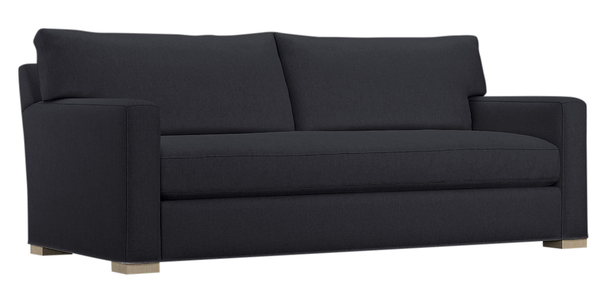 Taft Fabric Cobalt with Slate Maple | Camden Axel Bench Seat Sofa | Valley Ridge Furniture