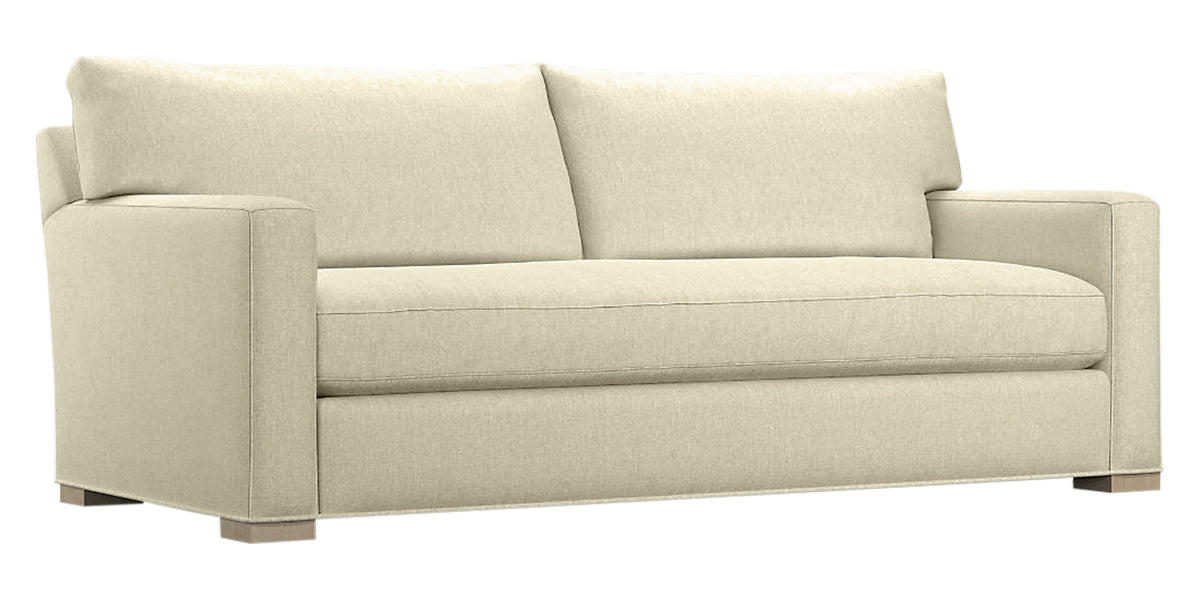 Taft Fabric Pearl with Slate Maple | Camden Axel Bench Seat Sofa | Valley Ridge Furniture